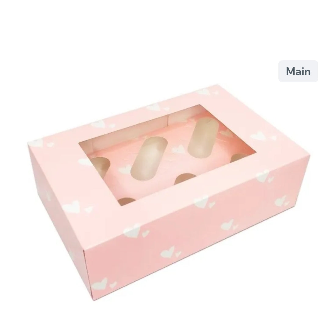 6 hole cupcake boxes - Pink 🤍